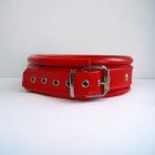 red leather bdsm neckcuff with one ring, handmade