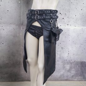  Fetish black leather men's and women's skirt